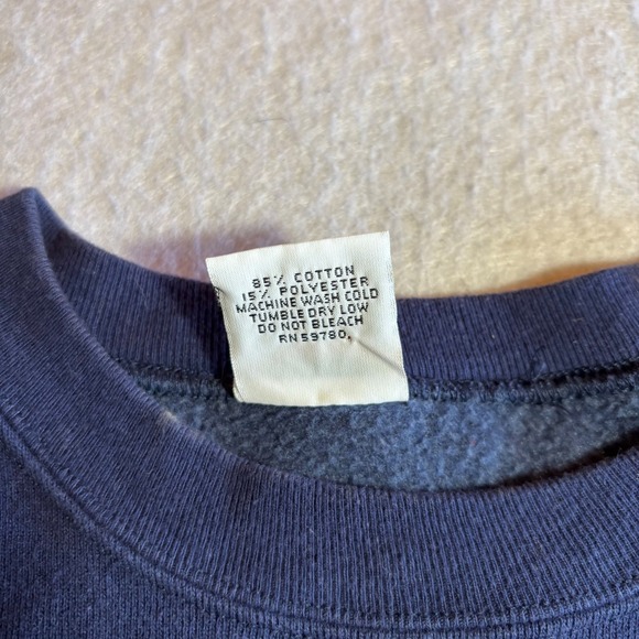 VINTAGE GUESS KNITWEAR SWEATSHIRT MEN'S ONE SIZE NAVY BLUE QUESTION MARK LOGO - Picture 4 of 8